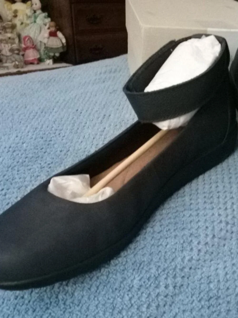 Clarks Ankle Strap Leather Slip On Shoe in Black